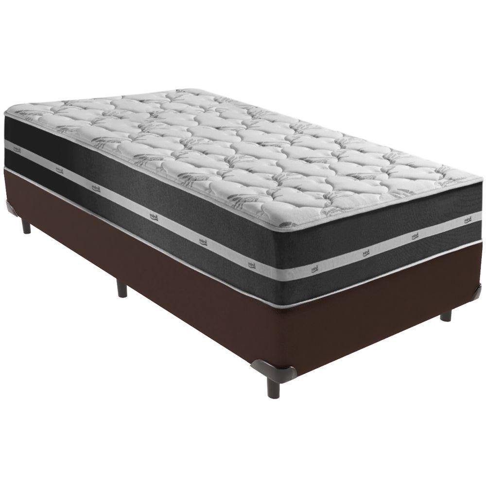 Cama Box Marrom E Colchão Classic Preto Molas Ensacadas Solteiro Anjos - 1