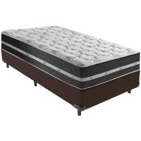 Cama Box Marrom E Colchão Classic Preto Molas Ensacadas Solteiro Anjos - 1
