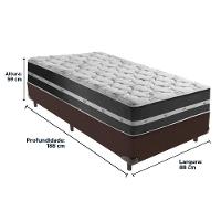 Cama Box Marrom E Colchão Classic Preto Molas Ensacadas Solteiro Anjos - 3