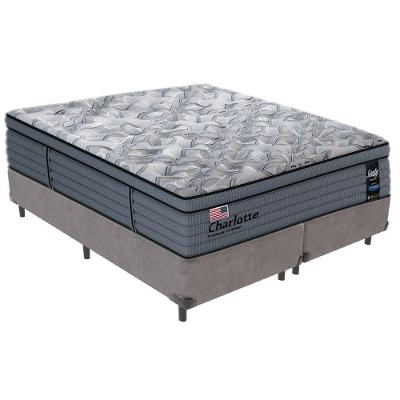 Cama Box Cinza E Colchão King Charlotte Molas Ensacadas Sealy