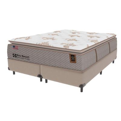 Cama Box Bege E Colchão Queen Ritz Resort Pillow High Tech Sealy