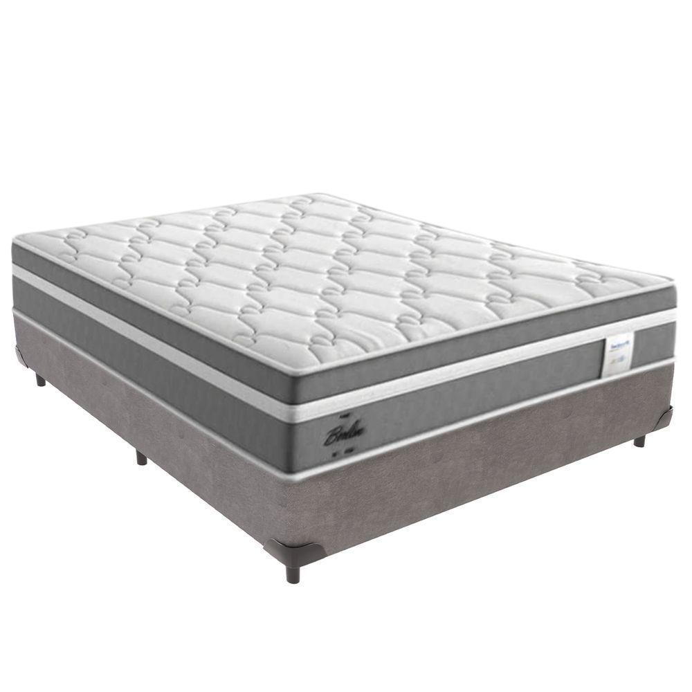 Cama Box Casal E Colchão Molas Ensacadas Berlim Probel - Cinza - 1
