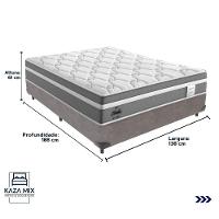 Cama Box Casal E Colchão Molas Ensacadas Berlim Probel - Cinza - 3