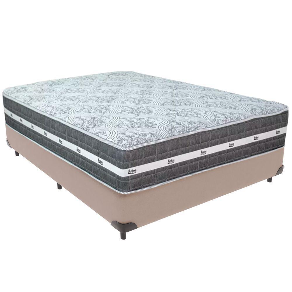 Cama Box Bege E Colchão Black Graphite Molas Ensacadas Casal Anjos - 5