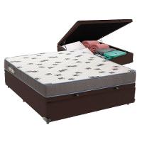 Cama Box Casal Com Bau Ortobom D33 Light Marrom - 1