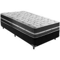 Cama Box Preto E Colchão Classic Preto Molas Ensacadas Solteiro Anjos - 1