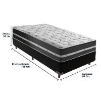 Cama Box Preto E Colchão Classic Preto Molas Ensacadas Solteiro Anjos - 3