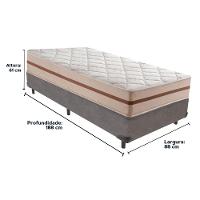 Cama Box Cinza E Colchão Classic 26 Cm Molas Ensacadas Solteiro Anjos - 3