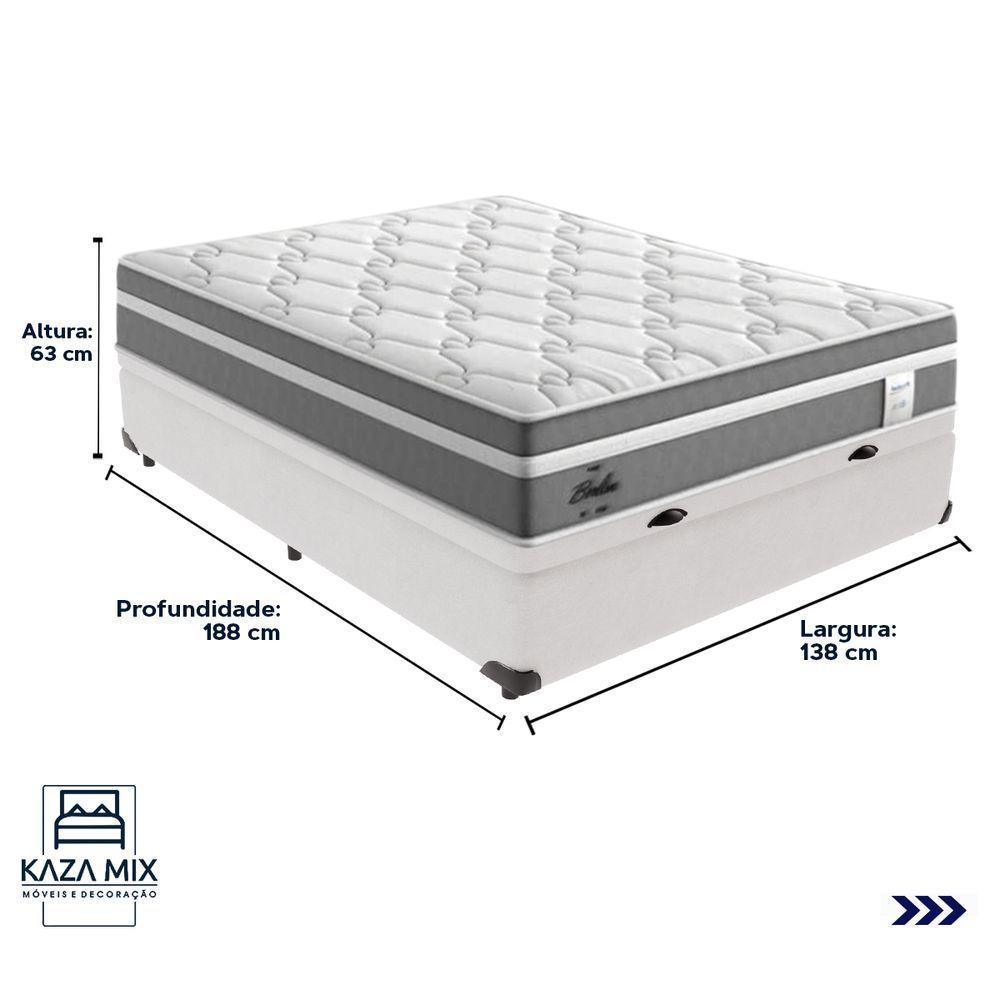 Cama Box Baú Casal E Colchão Molas Ensacadas Berlim Probel Branco - 3