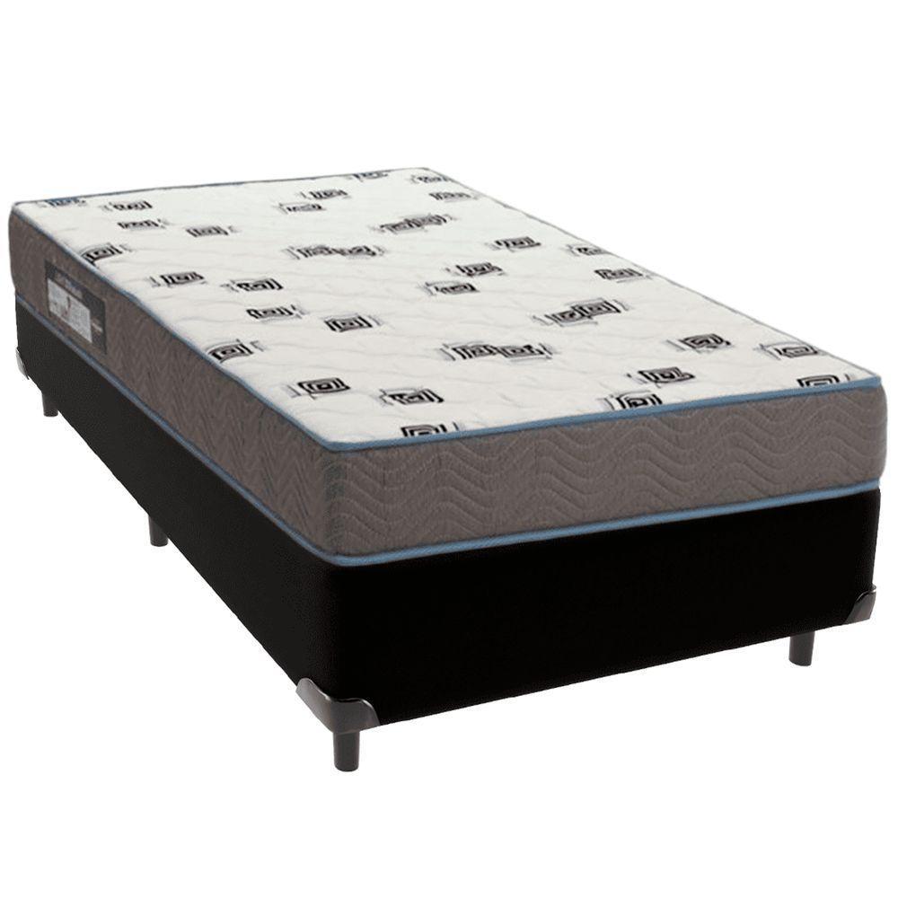 Cama Box Preto E Colchão Light Espuma D33 Solteiro Ortobom - 1