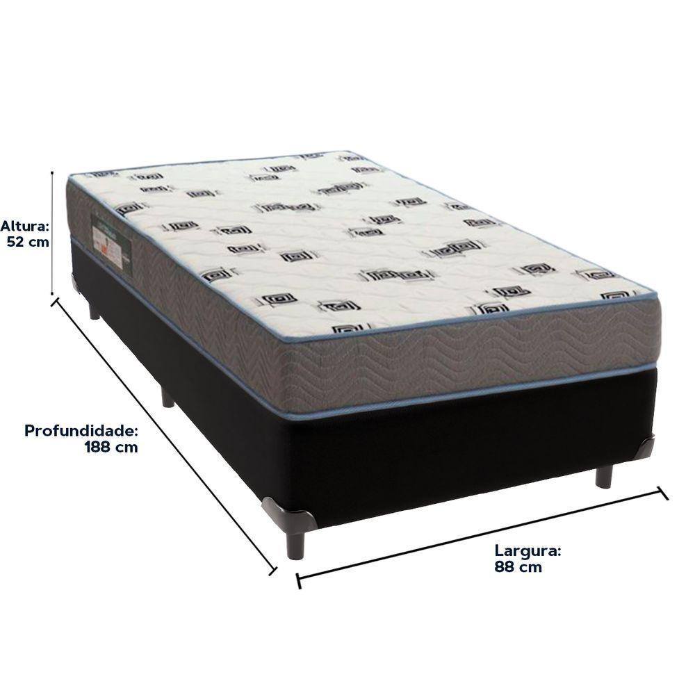 Cama Box Preto E Colchão Light Espuma D33 Solteiro Ortobom - 3