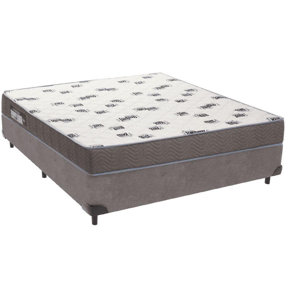 Cama Box Cinza E Colchão Light Espuma D33 Casal Ortobom - 1