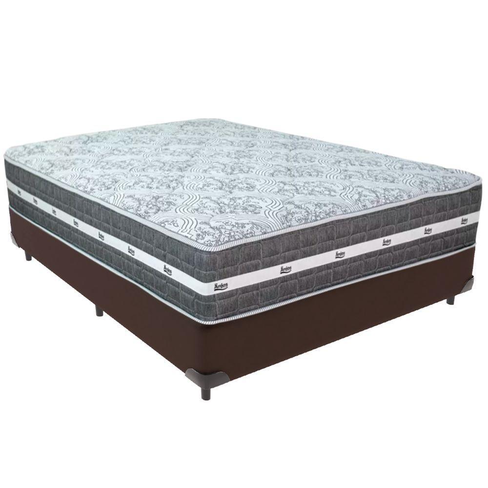 Cama Box Marrom E Colchão Black Graphite Molas Ensacadas Casal Anjos - 1