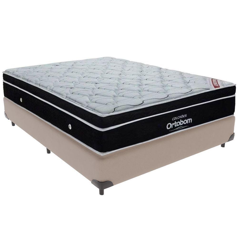 Cama Box Bege E Colchão Elegant Molas Ensacadas Casal Ortobom - 5