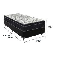Cama Box Preto E Colchão Airtech 150 Espuma D45 Solteiro Ortobom - 3