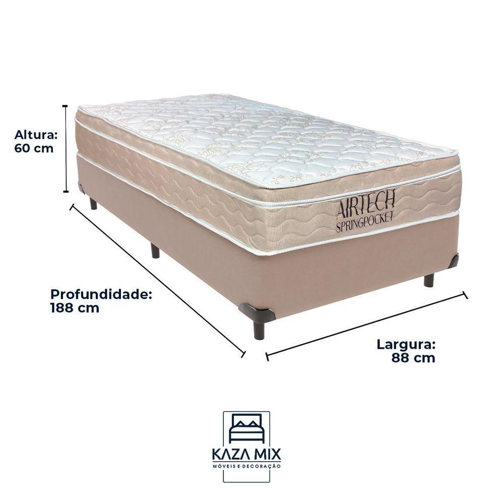 Cama Box Solteiro Bege+colchão Airtech Molas Ortobom - 5