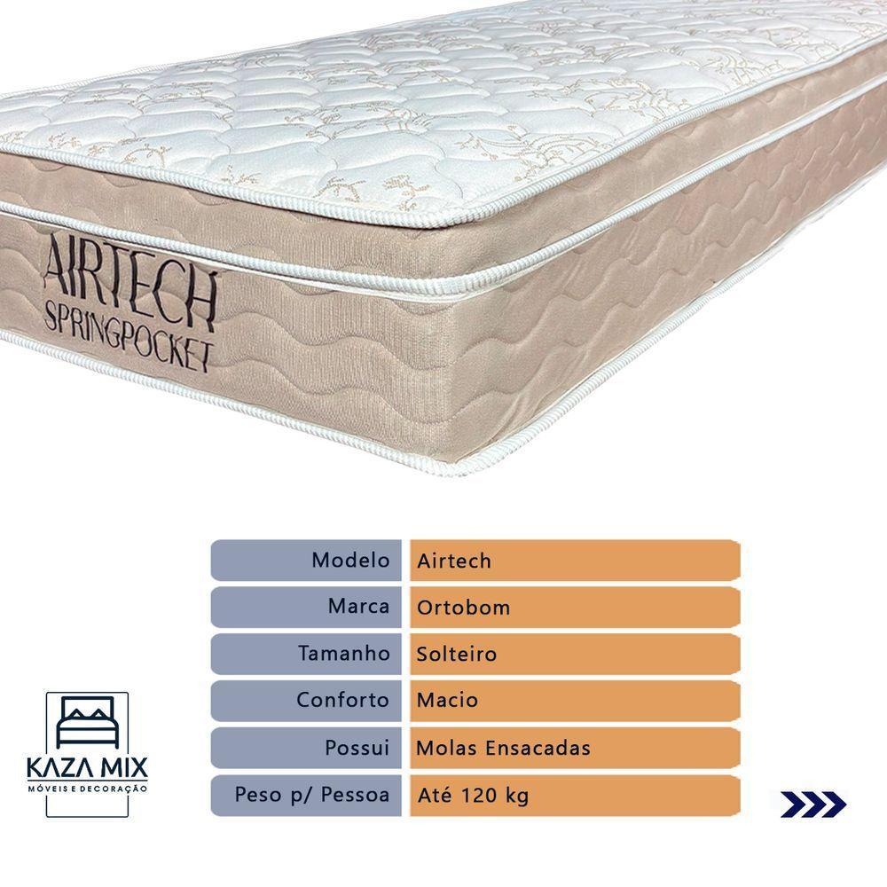 Cama Box Solteiro Cinza+colchão Airtech Molas Ortobom - 2