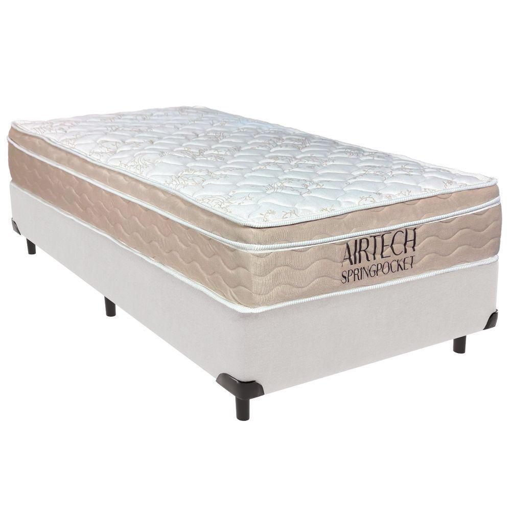 Cama Box Solteiro Branco+colchão Airtech Molas Ortobom - 1