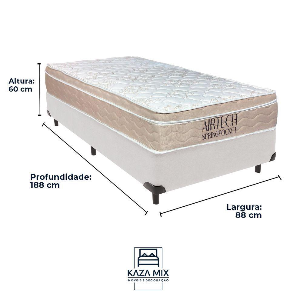 Cama Box Solteiro Branco+colchão Airtech Molas Ortobom - 3