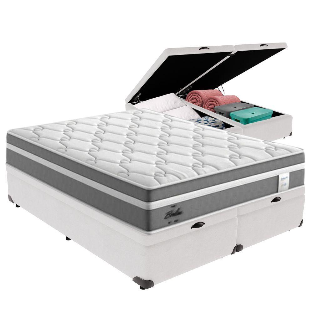 Cama Box Baú Queen E Colchão Molas Ensacadas Berlim Probel - Branco - 1