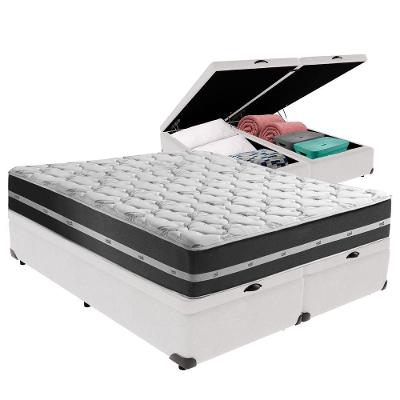 Cama + Box Com Bau Queen Classic Anjos Branco