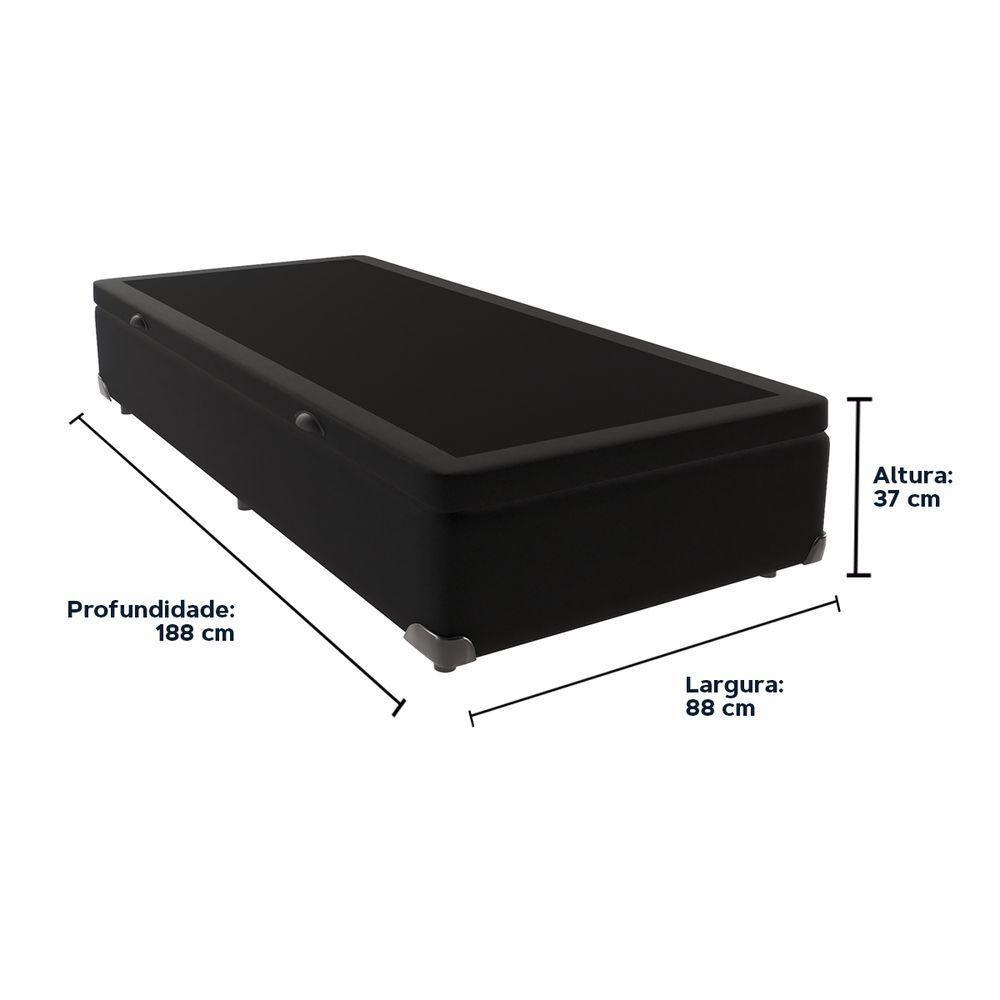 Base Box Com Baú Solteiro Bege De Madeira 88cm Kazamix Preto - 3