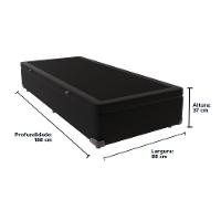 Base Box Com Baú Solteiro Bege De Madeira 88cm Kazamix Preto - 3