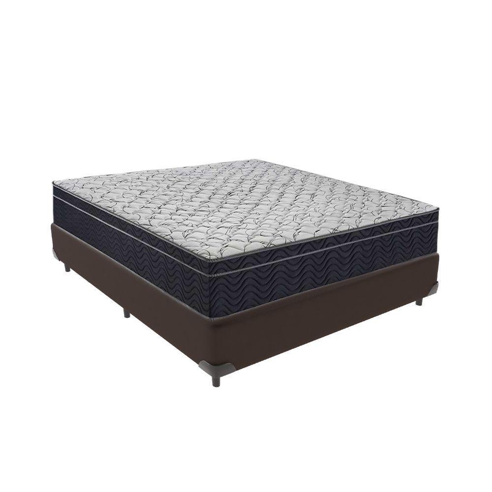Cama + Box Casal Colchão Ortobom D45 Airtech Extra Firme Marrom - 1
