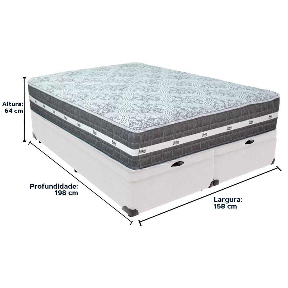 Cama Box Com Baú Bege E Colchão Queen Black Grafit Anjos Branco - 5