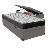 Cama Ortobom D33 Solteiro Com Box Baú Bege Iso100 Cinza - 1