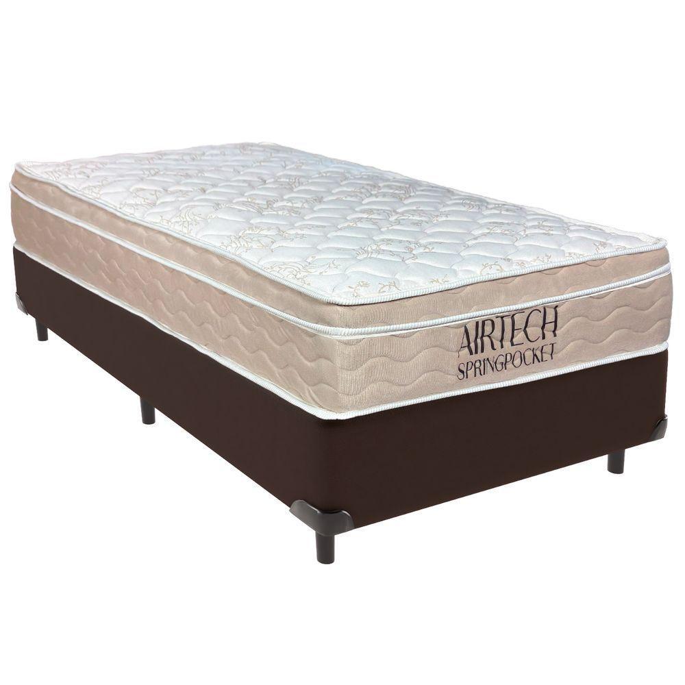 Cama Box Solteiro Marrom+colchão Airtech Molas Ortobom - 1