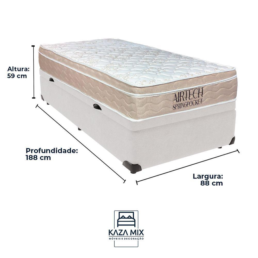 Cama Baú Solteiro Branco+colchão Airtech Molas Ortobom - 3