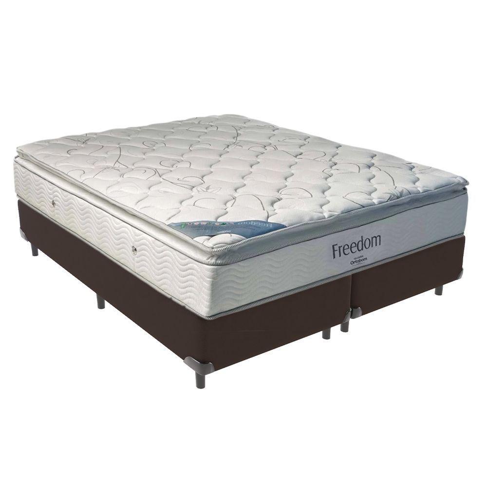 Cama Box Queen E Colchão Freedom Ortobom D33 Marrom - 1