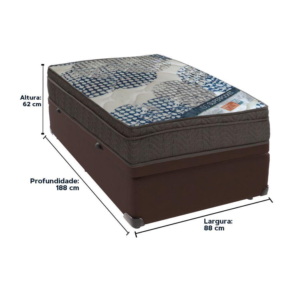 Ortobom Solteiro Molas Ensacadas D26 Base Box Baú Bege Marrom - 5