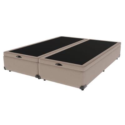 Cama Box Com Baú King Bege De Madeira 193cm Kazamix Bege