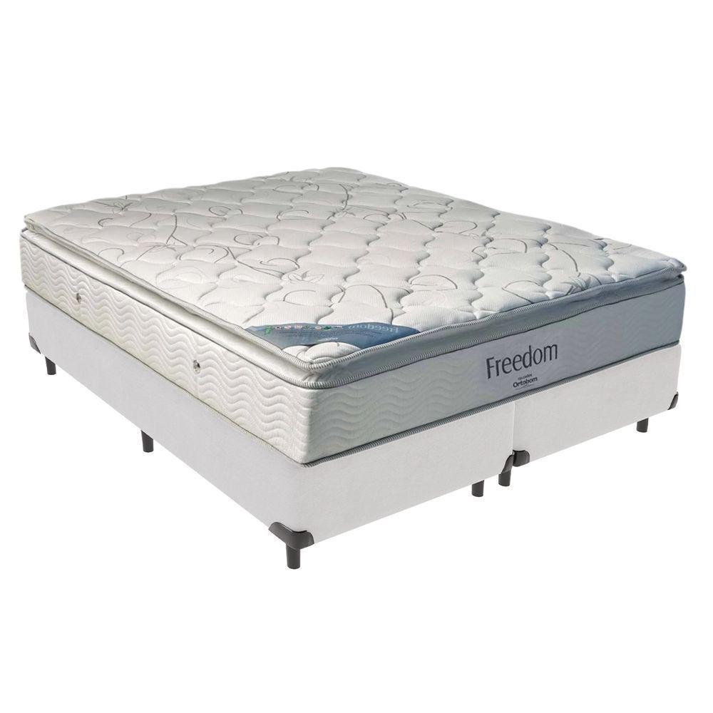 Cama Box Queen E Colchão Freedom Ortobom D33 Branco - 1