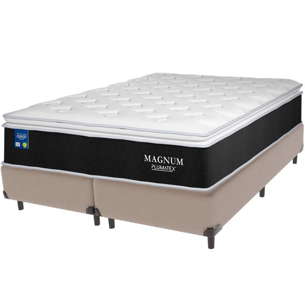 Cama Box Bege E Colchão Magnum Molas Ensacadas Queen Plumatex - 1