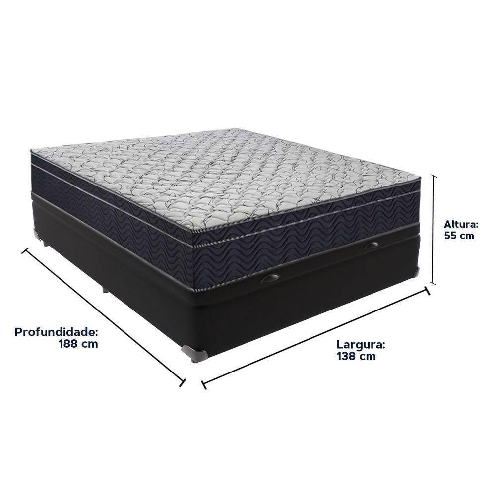 Cama Box Baú Preto E Colchão Airtech 150 Espuma D45 Casal Ortobom - 6