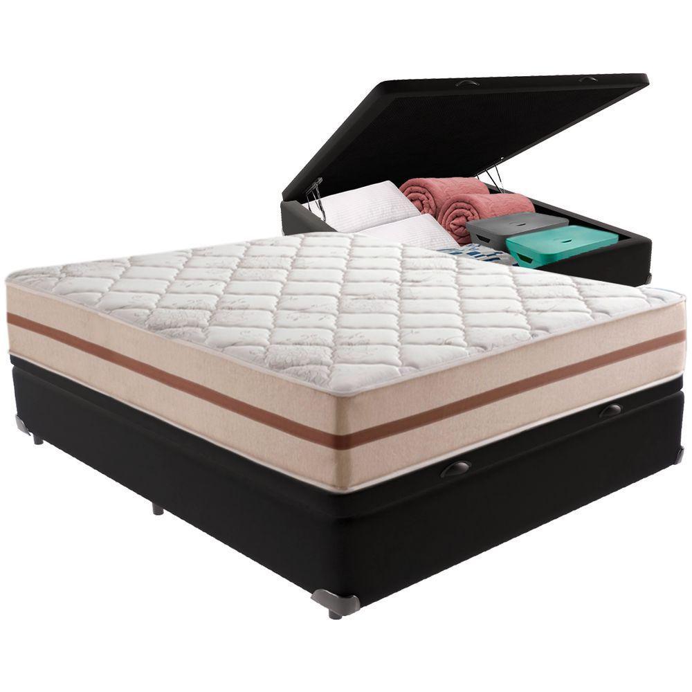 Cama Box Baú Preto E Colchão Classic 22 Cm Molas Ensacadas Casal Anjos - 5