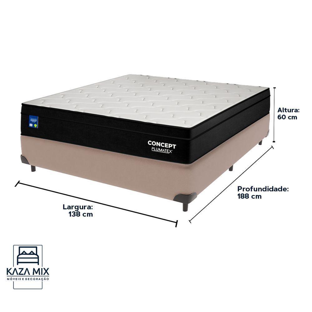 Cama Box Bege E Colchão Casal Concept Molas Ensacadas Plumatex - 3