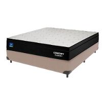 Cama Box Bege E Colchão Casal Concept Molas Ensacadas Plumatex - 1