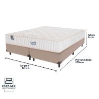 Cama Box Bege E Colchão King Miami Molas Ensacadas Euro Pillow Sealy - 3