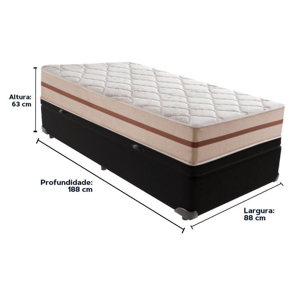 Cama Box Baú Preto E Colchão Classic 26 Cm Molas Ensacadas Solteiro Anjos - 6