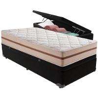 Cama Box Baú Preto E Colchão Classic 26 Cm Molas Ensacadas Solteiro Anjos - 5