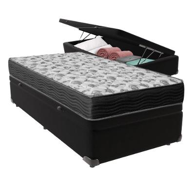 Cama Ortobom D33 Solteiro Com Box Baú Bege Iso100 Preto