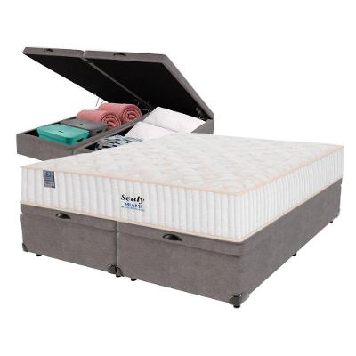 Cama Box Baú Cinza E Colchão Queen Miami Molas Ensacadas Euro Pillow Sealy