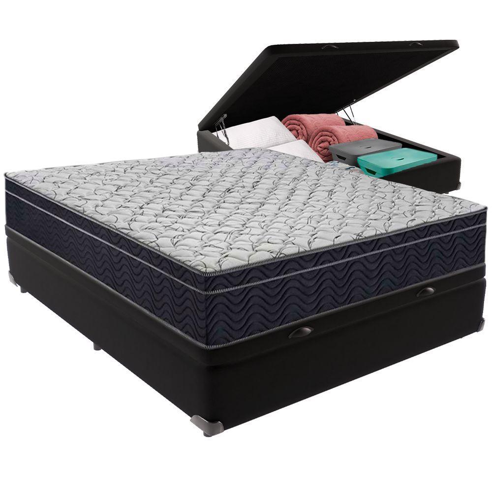 Cama Box Baú Preto E Colchão Airtech 150 Espuma D45 Viúvo Ortobom - 5