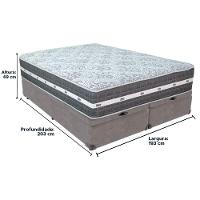 Cama Box Baú Cinza E Colchão Black Graphite Molas Ensacadas King 193x203x32 Anjos - 6