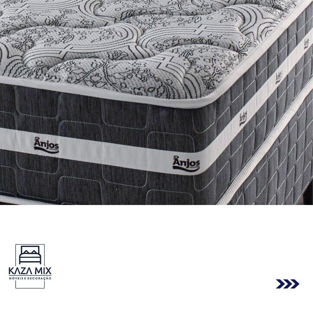 Cama Box Baú Preto E Colchão Black Graphite Molas Ensacadas Casal Anjos - 4