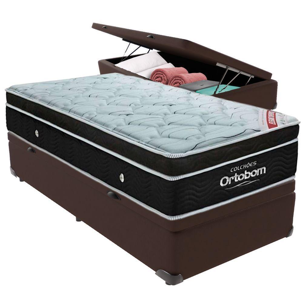 Cama Box Baú Marrom E Colchão Elegant Molas Ensacadas Solteiro Ortobom - 5